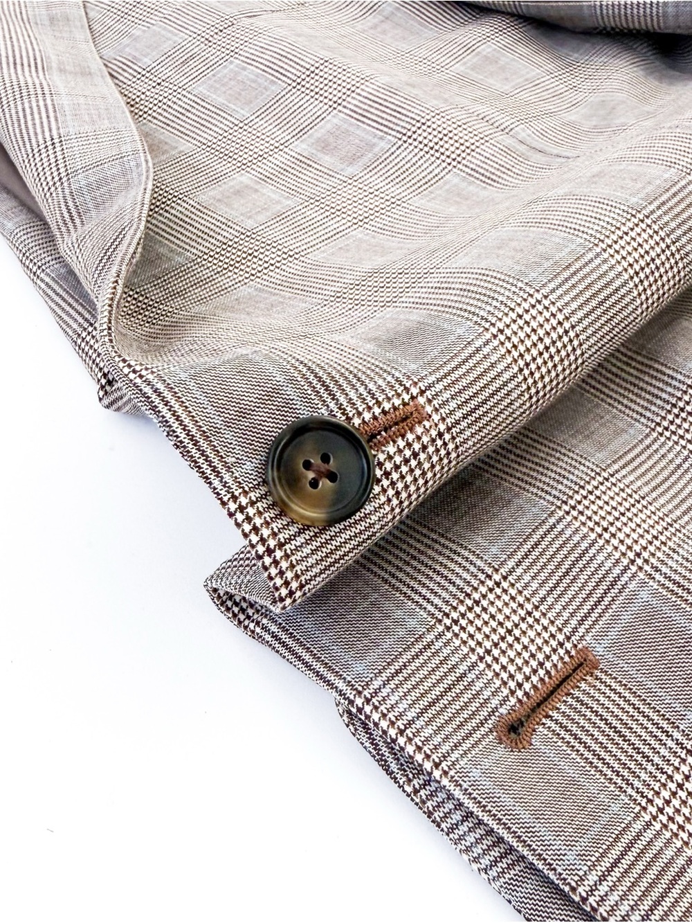 NWT NEW Brooks Brothers Glen Plaid Italian Sport Coat Tan Blue Blazer Men's 43L - Picture 13 of 14